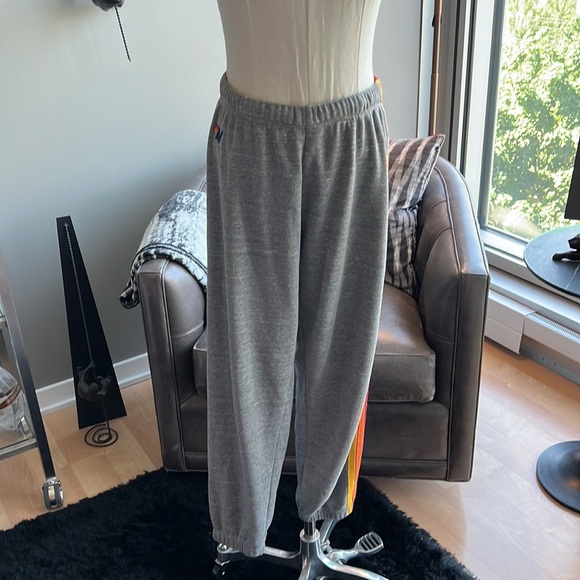 Aviator Nation 5 Stripe Sweatpants in Heather Grey Size Medium - Picture 2 of 8
